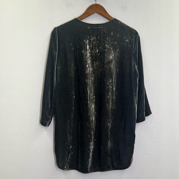 Johnny Was - Colorful Grey Crushed Velvet Scoop Long Sleeve Blouse Small - Picture 10 of 11